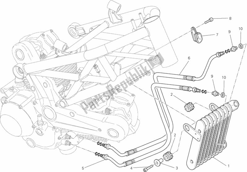 Alle onderdelen voor de Olie Koeler van de Ducati Monster 795 2014