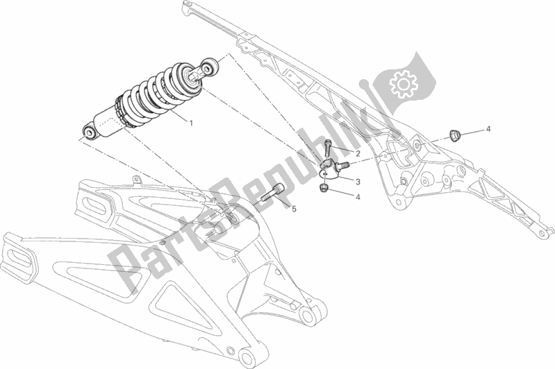 All parts for the Rear Shock Absorber of the Ducati Monster 795 2014