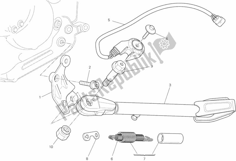 Alle onderdelen voor de Zij Stand van de Ducati Monster 795 2014