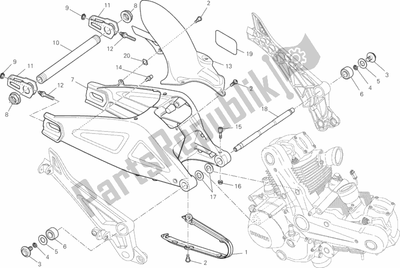 Todas las partes para Brazo Oscilante de Ducati Monster 795 2014