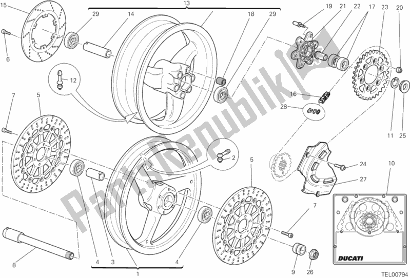 Alle onderdelen voor de Wielen van de Ducati Monster 795 2014