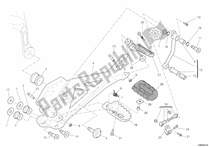 Todas las partes para Reposapiés, Izquierda de Ducati Hypermotard 796 2010