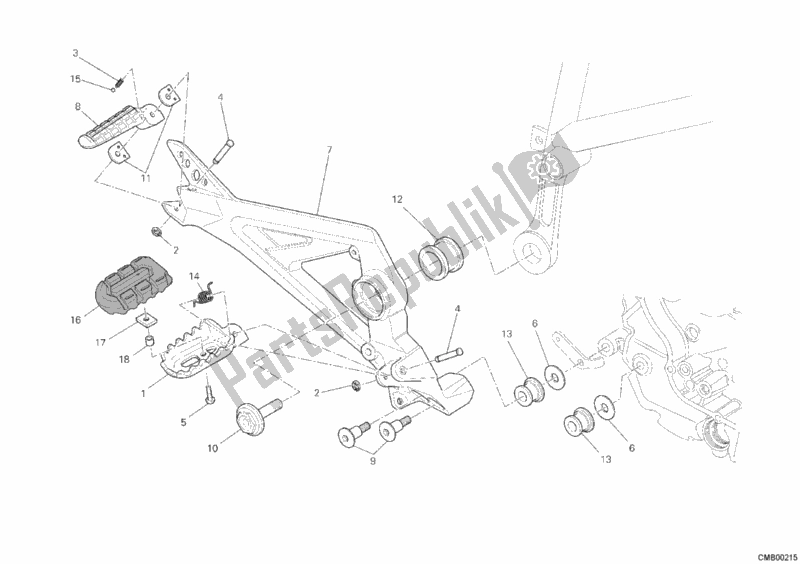 Todas las partes para Reposapiés, Derecha de Ducati Hypermotard 796 2010