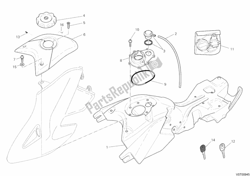 Todas las partes para Depósito De Combustible de Ducati Hypermotard 796 2010