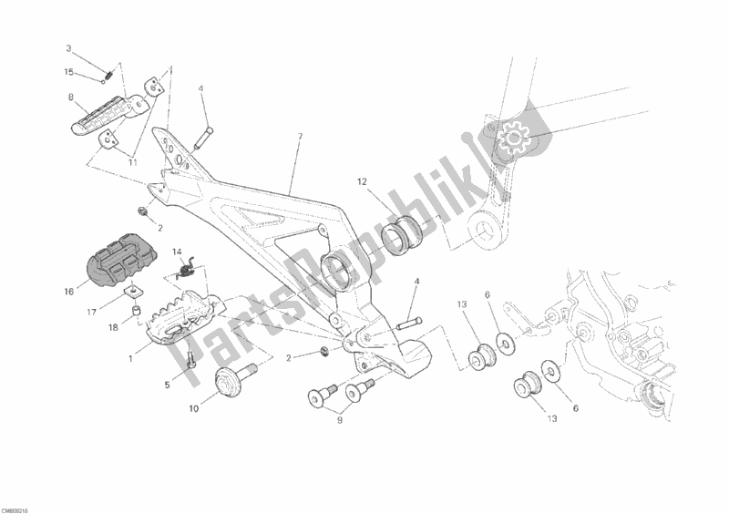 Toutes les pièces pour le Repose-pieds Droit du Ducati Hypermotard 796 2011