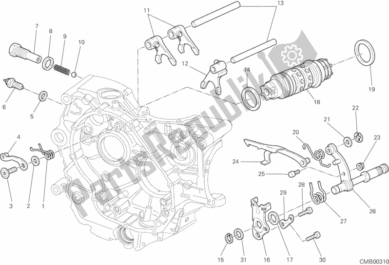Todas as partes de Mecanismo De Mudança De Marcha do Ducati Hypermotard 796 2011