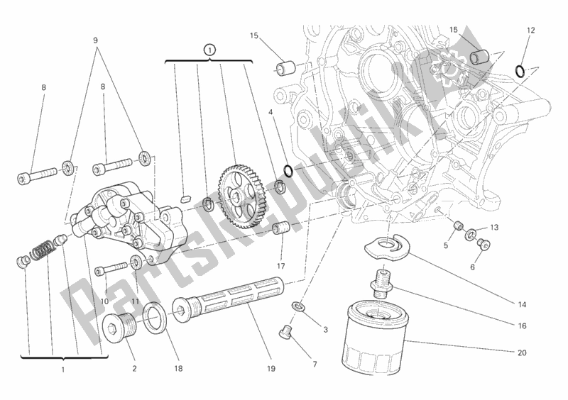 Todas as partes de Bomba De óleo - Filtro do Ducati Hypermotard 796 2011