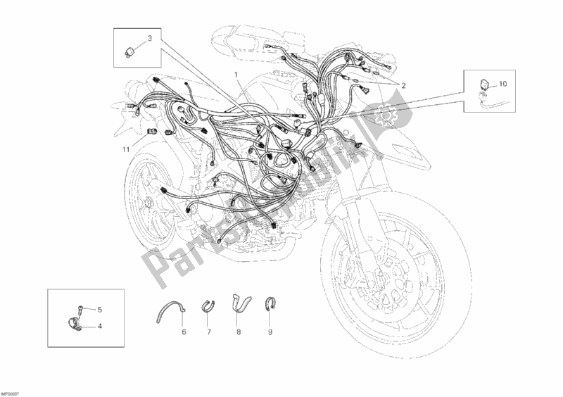 Todas as partes de Chicote De Fiação do Ducati Hypermotard 796 2011