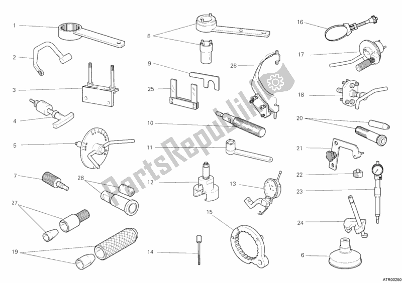 Todas as partes de Ferramentas De Serviço De Oficina, Motor do Ducati Hypermotard 796 2011 Todas as partes de Ferramentas De Serviço De Oficina, Motor do Ducati Hypermotard 796 2011