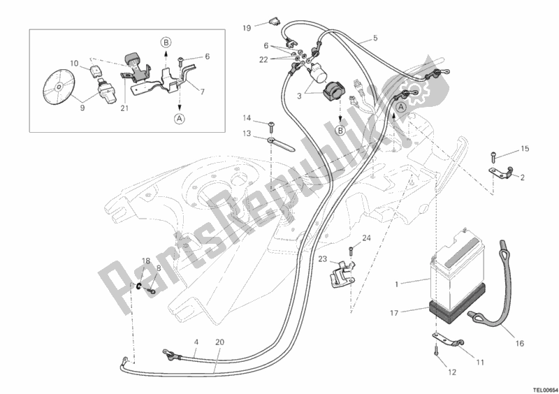 Todas as partes de Bateria do Ducati Hypermotard 796 2012