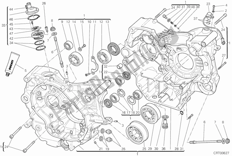 Alle onderdelen voor de Carter van de Ducati Hypermotard 796 2012