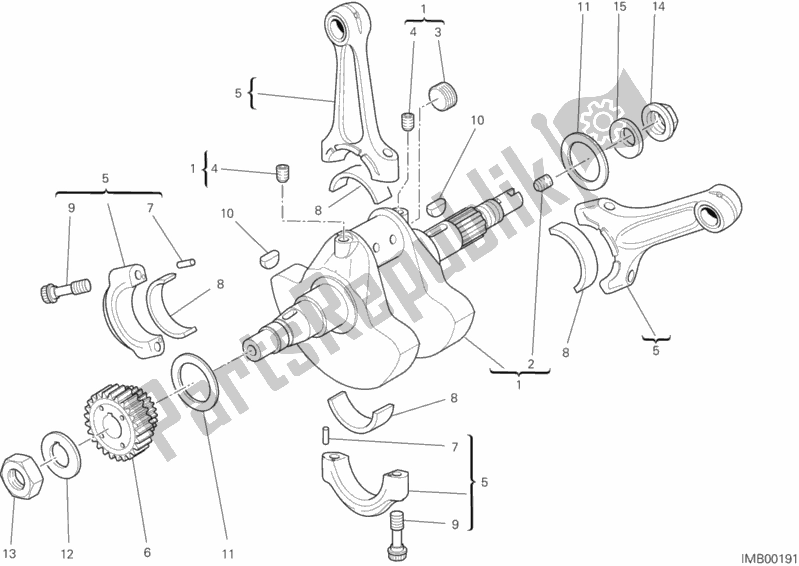 Todas as partes de Virabrequim do Ducati Hypermotard 796 2012