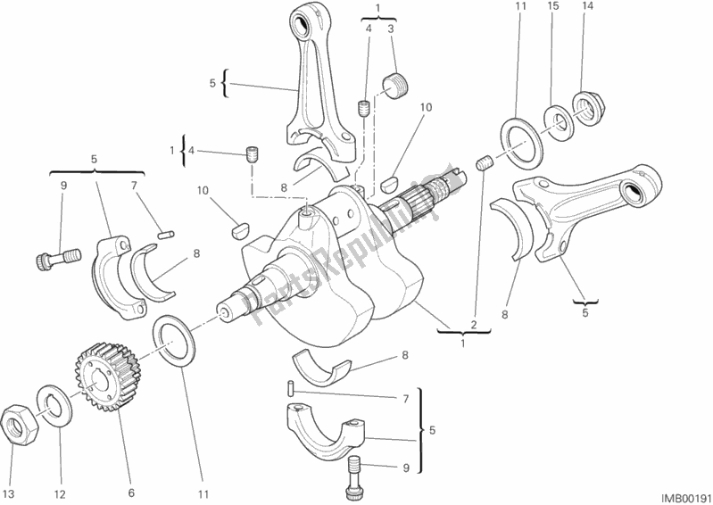 Todas as partes de Virabrequim do Ducati Hypermotard 796 2012