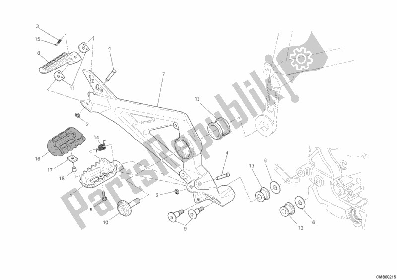 Todas las partes para Reposapiés, Derecha de Ducati Hypermotard 796 2012