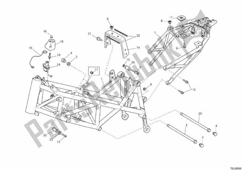 Todas as partes de Quadro, Armação do Ducati Hypermotard 796 2012