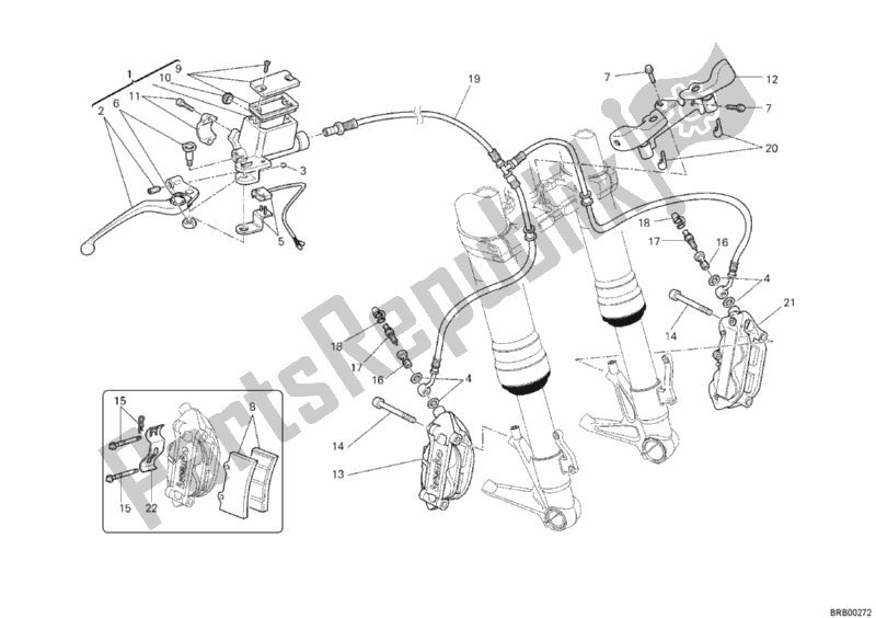 Todas as partes de Sistema De Freio Dianteiro do Ducati Hypermotard 796 2012