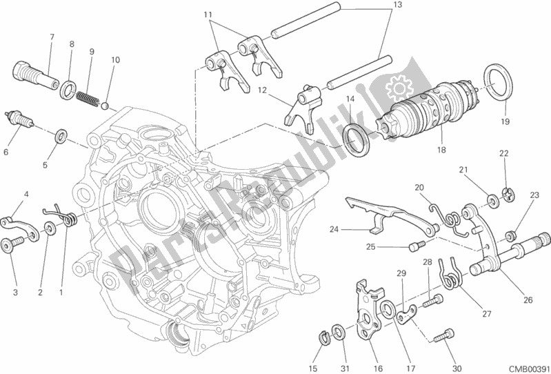 Alle onderdelen voor de Schakelmechanisme van de Ducati Hypermotard 796 2012