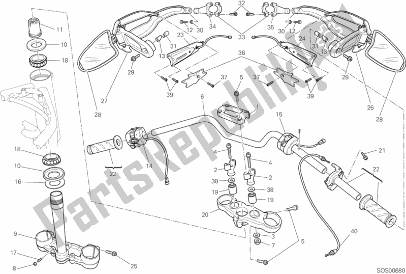 Todas as partes de Guidão do Ducati Hypermotard 796 2012 Todas as partes de Guidão do Ducati Hypermotard 796 2012