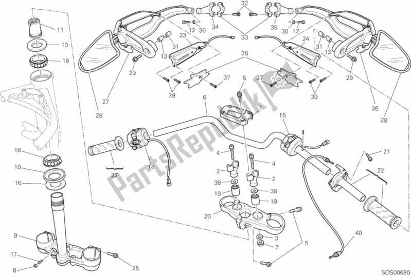 Alle onderdelen voor de Stuur van de Ducati Hypermotard 796 2012
