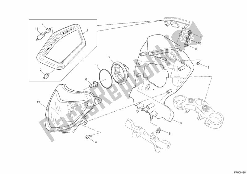 Todas as partes de Farol do Ducati Hypermotard 796 2012