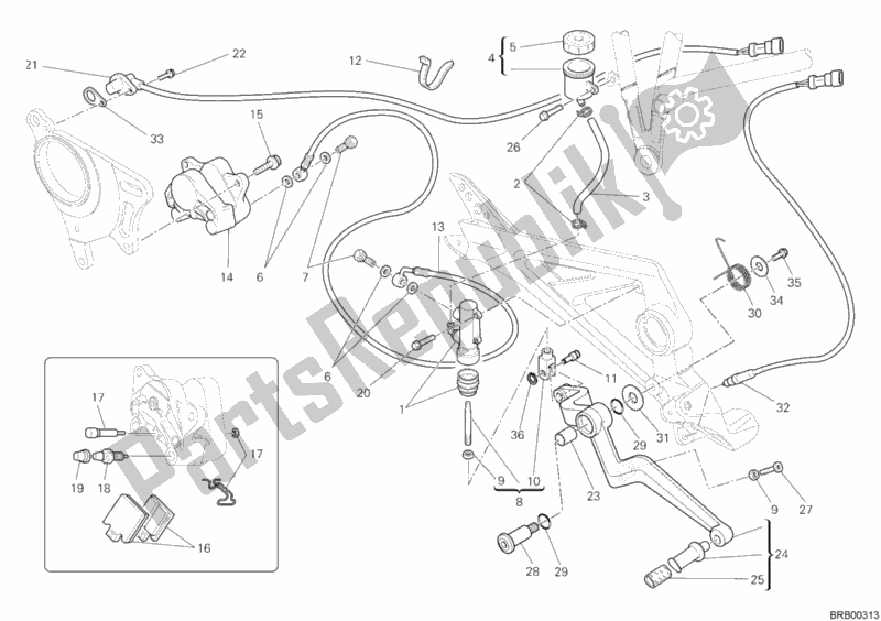 Tutte le parti per il Sistema Frenante Posteriore del Ducati Hypermotard 796 2012