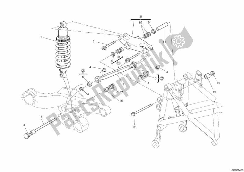 Todas as partes de Amortecedor Traseiro do Ducati Hypermotard 796 2012 Todas as partes de Amortecedor Traseiro do Ducati Hypermotard 796 2012