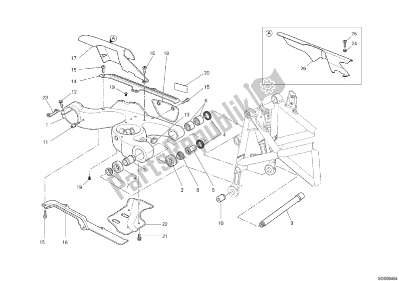 Todas as partes de Braço Oscilante do Ducati Hypermotard 796 2012