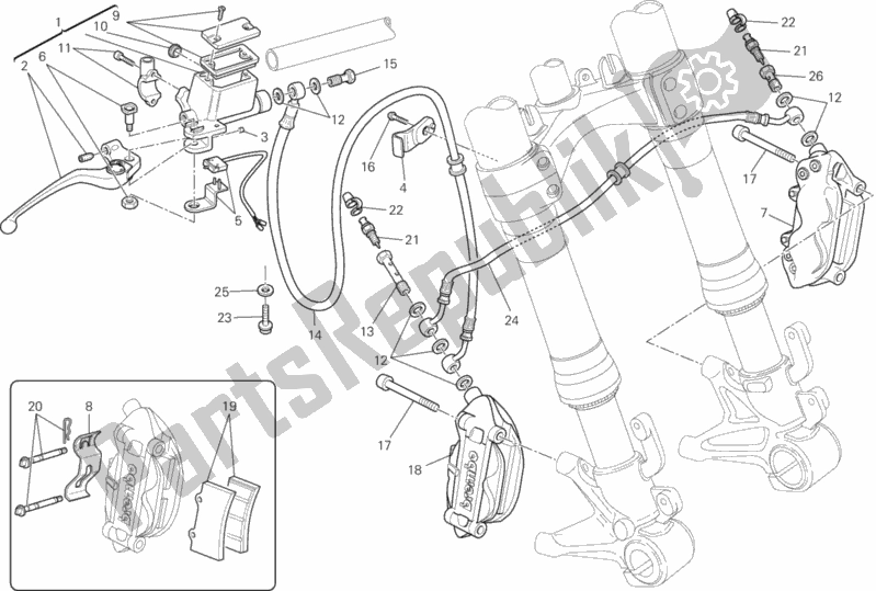 Alle onderdelen voor de Voorremsysteem van de Ducati Monster 796 2013