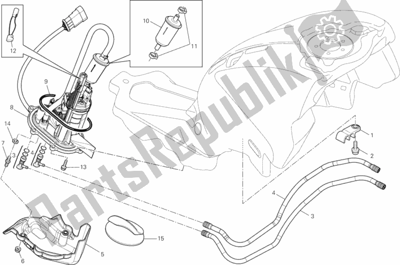 Alle onderdelen voor de Benzine Pomp van de Ducati Monster 796 2013