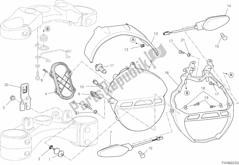 Tutte le parti per il Faro del Ducati Monster 796 2013