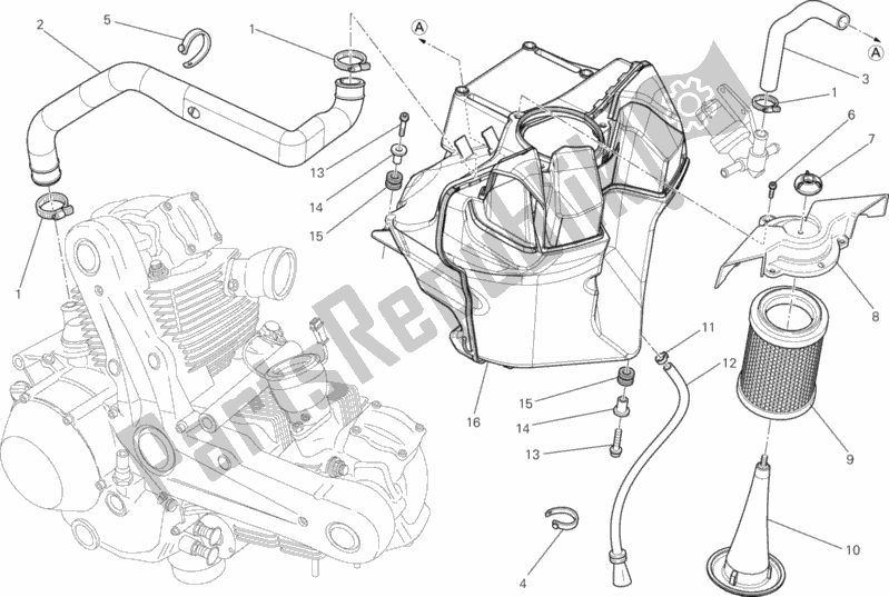 Alle onderdelen voor de Inname van de Ducati Monster 796 2013