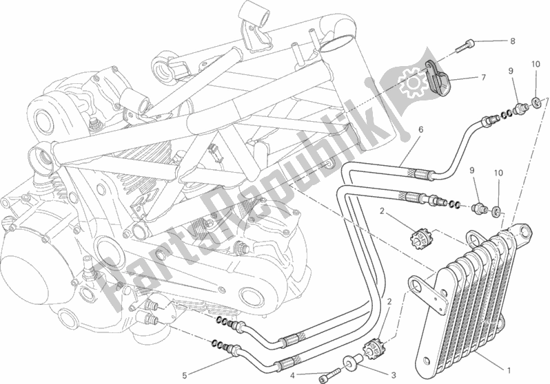 Alle onderdelen voor de Olie Koeler van de Ducati Monster 796 2013