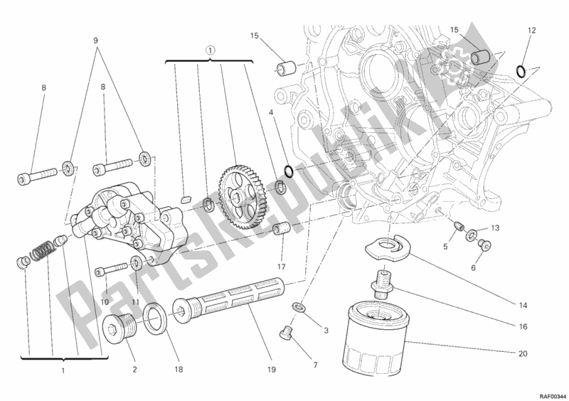 Tutte le parti per il Pompa Dell'olio - Filtro del Ducati Monster 796 2013