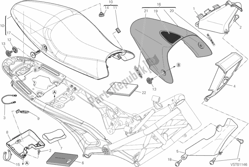 Alle onderdelen voor de Stoel van de Ducati Monster 796 2013