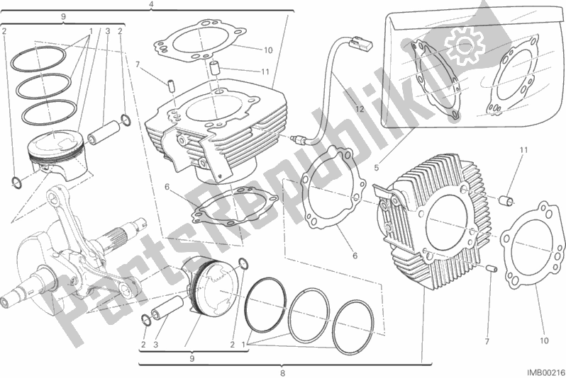 All parts for the Cylinders - Pistons of the Ducati Monster 797 2017