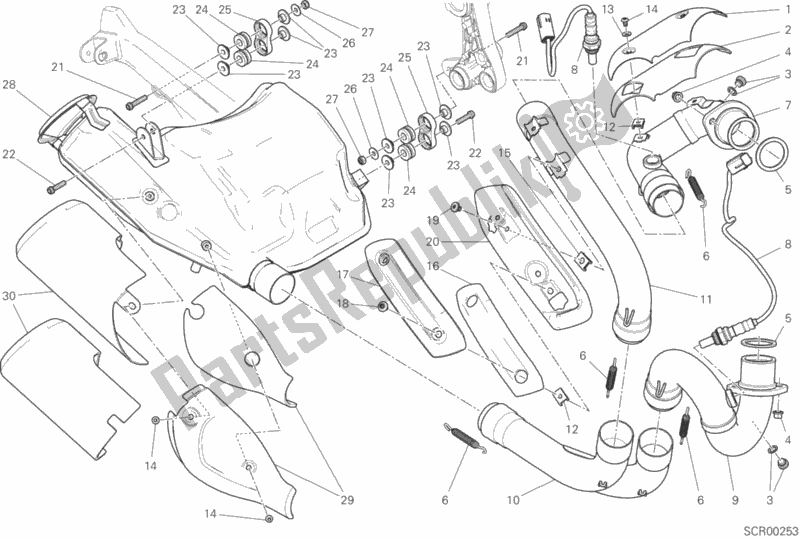 All parts for the Exhaust System of the Ducati Monster 797 2017