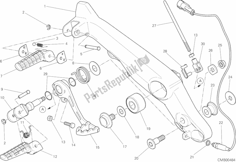 All parts for the Footrests, Right of the Ducati Monster 797 2017