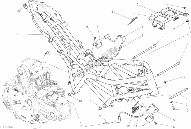 All parts for the Frame of the Ducati Monster 797 2017