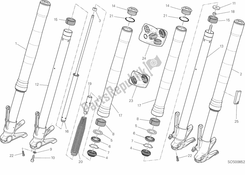 All parts for the Front Fork of the Ducati Monster 797 2017