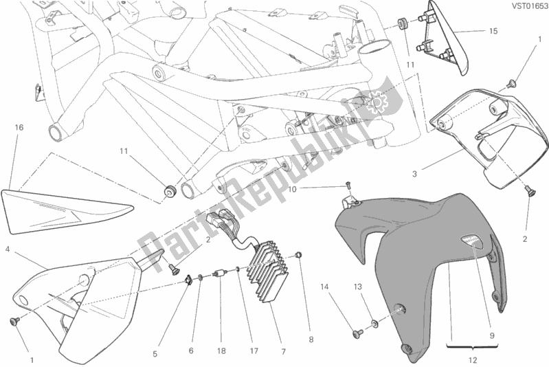 All parts for the Half Fairing of the Ducati Monster 797 2017