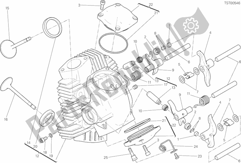 All parts for the Horizontal Head of the Ducati Monster 797 2017