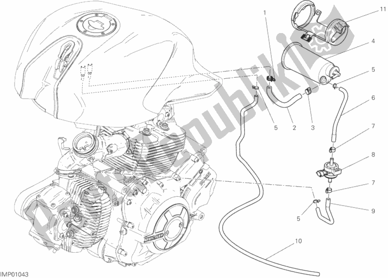 All parts for the Hot Air Pipe Canister of the Ducati Monster 797 2017