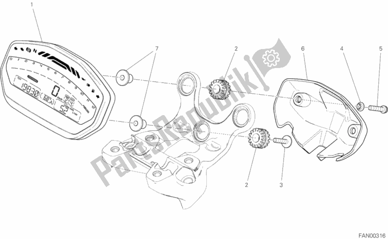 All parts for the Instrument Panel of the Ducati Monster 797 2017