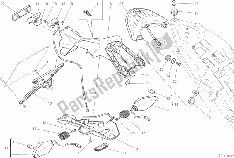 All parts for the Plate Holder of the Ducati Monster 797 2017