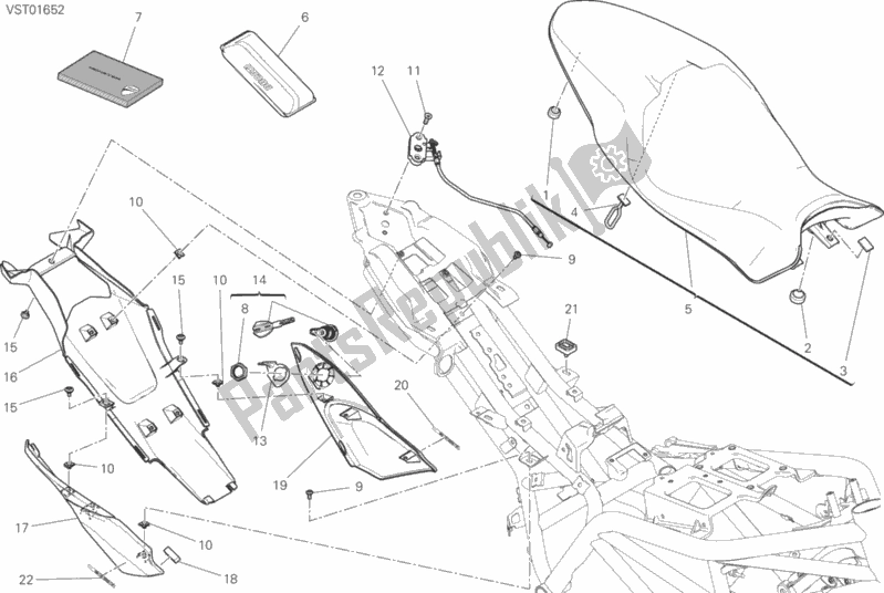 All parts for the Seat of the Ducati Monster 797 2017