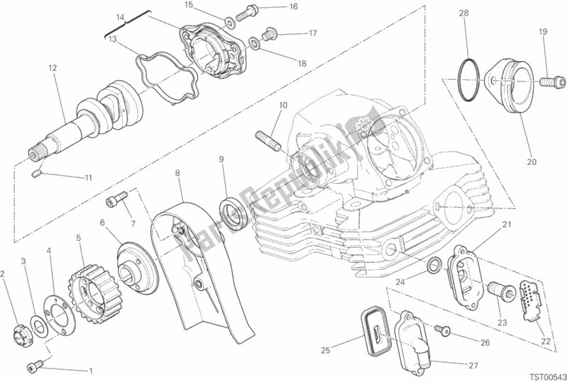 All parts for the Vertical Cylinder Head - Timing of the Ducati Monster 797 2017