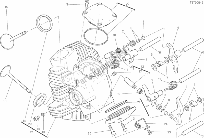 All parts for the Horizontal Head of the Ducati Monster 797 2018