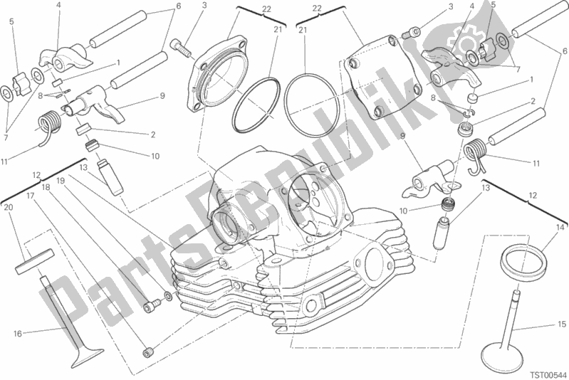 All parts for the Vertical Head of the Ducati Monster 797 2018