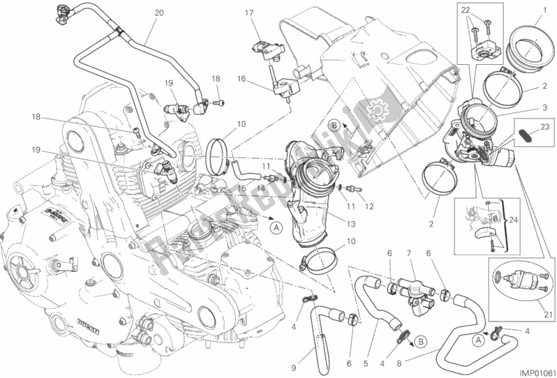 Alle onderdelen voor de 017 - Gasklephuis van de Ducati Monster 797 2019