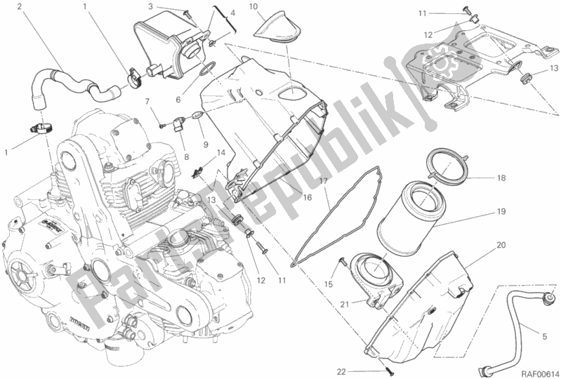All parts for the Air Intake - Oil Breather of the Ducati Monster 797 2019